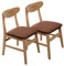 Jespeed 2er Set Holzstühle - Polsterstuhl mit Rückenlehne, Coffee Cloth - Moderne Massivholz Möbel für Küche, Esszimmer, Wohnzimmer