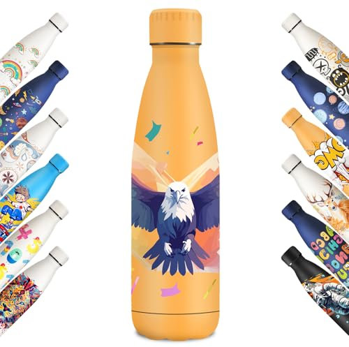 KollyKolla Gourde Isotherme 500ml, Bouteille Isotherme Personnalisée, Bouteille Isotherme Double Paroi, Gourde Reutilisable sans BPA, Bouteille Isotherme pour Enfant, Adulte, l'école, Fitness