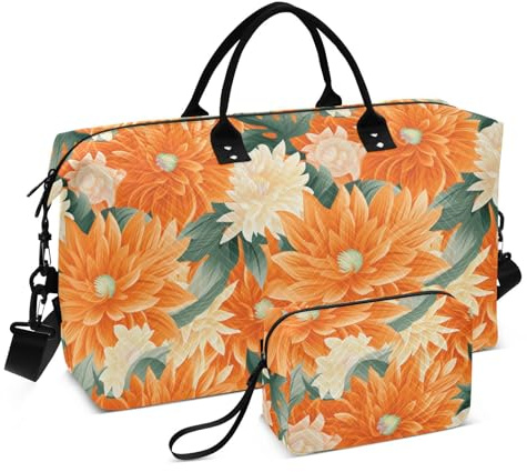 Gelbe Blumen abstrakte Land-Reisetasche Weekender Bag Tragetasche mit verstellbarem Riemen für Trekking wasserdicht