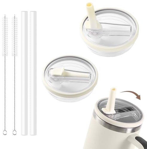 Stanley 40 oz Quencher Tumbler with Flip Straw Lid - Leak-Proof, Cream White (2 Pack)