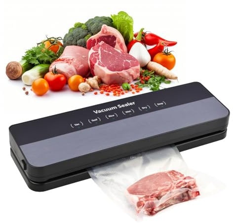 Focenat Machine Sous Vide Alimentaire 5 en 1, Appareil de Mise Sous Vide, 65 KPA, Appareil Sous Vide Alimentaire avec 10 Pièces Sacs Sous Vide, Sous Videuse Alimentaire avec 30CM Longue Soudure
