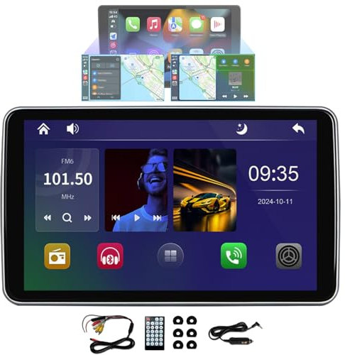 Genérico Reproductor para Reposacabezas Coche con Pantalla Táctil IPS 10.1'', Compatible con CarPlay/Android Auto Inalámbrico, TV para Asiento Trasero De Coche, con Conexión USB/TF/FM/Bluetooth(1PCS)