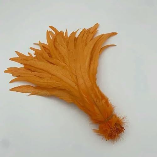 Plumas de cola de gallo naturales, 25-45 cm (10-18 pulgadas), 100 unidades, color vino tinto, accesorios de ropa para fiestas, color naranja, 16-18 pulgadas, 40-45 cm