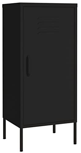 Lagerschrank Schwarz für Wohnzimmer, Stahlschrank 42,5x35x101,5 cm - Moderner Aufbewahrungsschrank mit Stauraum für Kleidung, Bücher & mehr