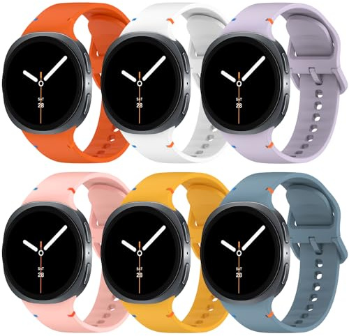 BDIG 6 Stück Sport Armband für Samsung Galaxy Watch 9/8 Armband 40mm 44mm/Galaxy Watch 8 Classic 46mm,Weiches Sillikon Uhrenarmband Ersatzarmband für Herren Damen