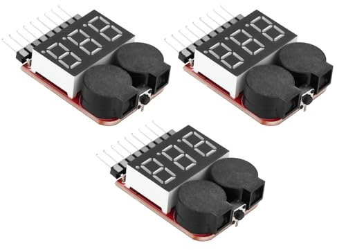APKLVSR 1S-8S Lipo Batterie Tester,RC Lipo Checker Akku Monitor Niederspannungs Alarmton Spannungsprüfer mit LED-Anzeige für Lipo Life LiMn Li-Ion Akku(3 Stück)