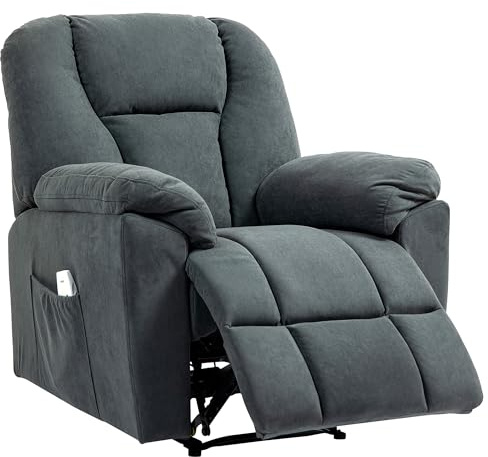 HOMCOM Elektrisch Massagesessel mit Liegefunktion Wärmefunktion Dunkelgrau | Liegesessel, Fernsehsessel, Relaxsessel, Seitentasche, Taschenfeder, USB-Anschlüsse, Für Wohnzimmer