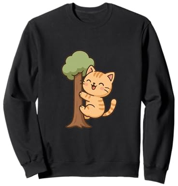 Baum Kawaii Katze Zeichnung Niedliche Tierkunst Sweatshirt