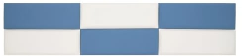 Lot de 6 panneaux de rembourrage autocollants - Pour tête de lit ou protection contre les chocs - Panneaux muraux décoratifs pour chambre d'enfant - 60 x 20 cm - Gris foncé/bleu + blanc ivoire
