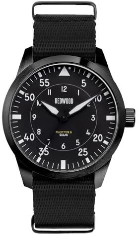 Generico Redwood Pilot Type B Solaire Acier PVD Noir Tissu Militaire Montre Homme