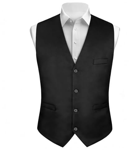 AUYAO Chaleco Formal Hombre, Ligero Delgado, Negro | Chaleco Traje, Elegante, Fiesta Negocio, Boda Formal
