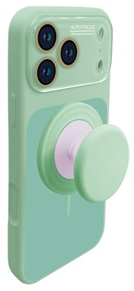 XZC Case for iPhone 16, Compatible with MagSafe, Full Camera Protection, Pop-Socket Stand, Military Grade Shockproof, Dual-Tone Design (Light Cyan, iPhone 16)