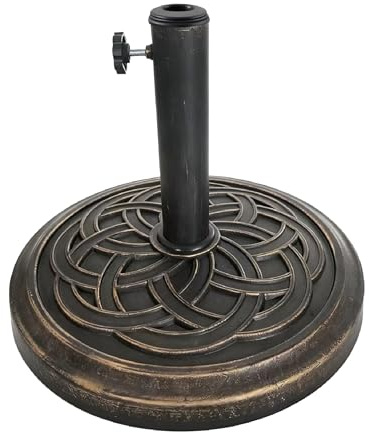 Relaxdays Base para Parasol, para Varillas 34–48 mm, Ø 45 cm, Vintage, Negro/Bronce