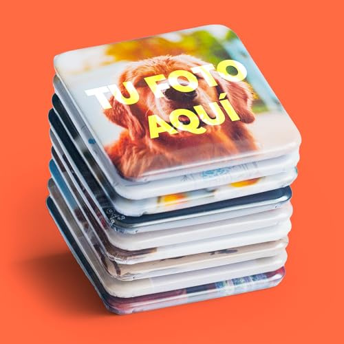 imanes Personalizados rigidos de 5x5cm - Pack 9 Imanes Personalizados con tu Foto o Imagen - Acabado Brillo | Imán Nevera Publicitario | Regalo Original Bautizo, Boda, Comunión, Dia del Padre