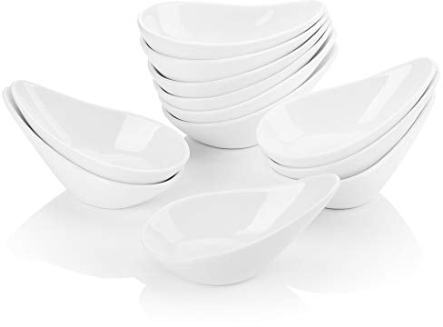 MALACASA Ramekins Set of 12, 75ML Porcelain Small Creme Brulee Ramekins Soufflé Dishes Ramekins for Baking, Dipping Sauce Dish, Oven Safe, Ivory White