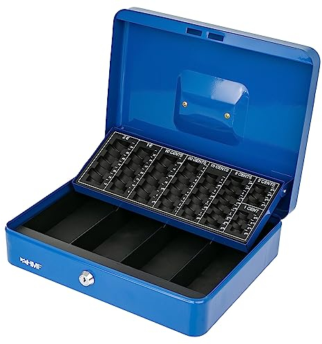 HMF 4215-05 Geldkassette abschließbar mit Münzzählbrett | 30,5 x 24 x 8,5 cm | Blau