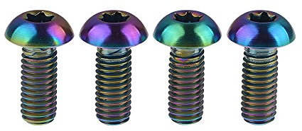Yaruijia Titanium Bolt M5x12mm Bicycle Water Bottle Cages Screw Pack of 4 (Rainbow)