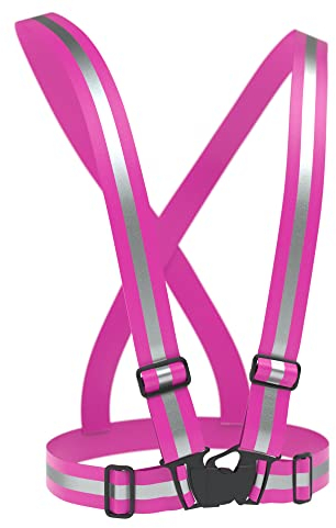 EAZY CASE Gurt Reflektorweste, durchgehende, elastische Reflektorsteifen, flexibel einstellbar, Warnweste mit Reflektoren, reflektierende Weste, ideal zur Erhöhung der Sichtbarkeit, Pink