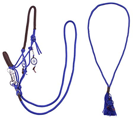 ARBO-INOX Knotenhalfter Zügel Halsring Kombiset Knotenhalfter-Set (Cob Vollblut, Blau)