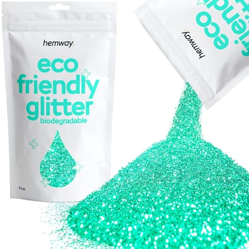 Hemway Eco Friendly Biodegradable Glitter - Turquoise Blue | 100g Fine Plant-Based Metallic Flakes for Arts & Resin Crafts | Bio Supplies for Festival, Hair, Face, Body & Nail Art Decoration