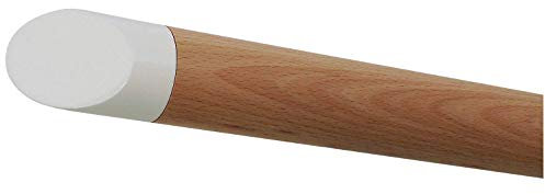 TIBU Buche Holz Handlauf Geländer 30-500 cm weiße Edelstahl Enden Wandhandlauf Wand Treppe, Länge 4200 mm / 420 cm / 4,2 m und Endstück schräges weißes Endstück