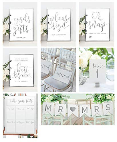 Party Pack 2 - The Script Collection | A5 Signs - Wedding Reception Essentials (Silver)