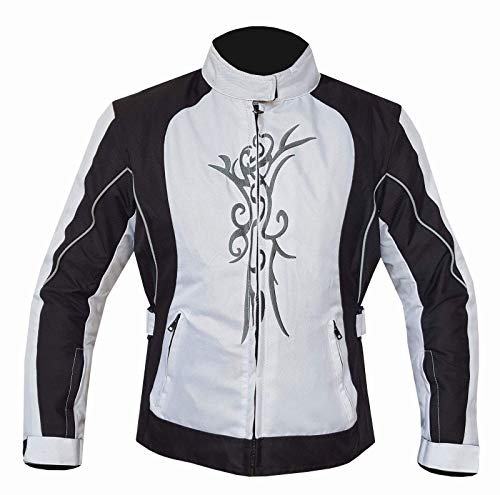 Chaqueta de motocicleta para mujer | Blindada CE | Impermeable para la lluvia para motociclista, chaquetas de motocicleta para mujer (blanco, L), blanco