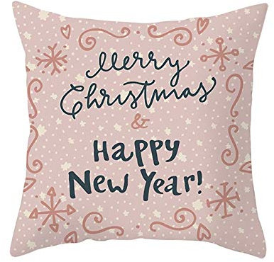 Daesar Taie Oreiller Noël, Housse Coussin Deco Rose Noir Guirlande Étoiles Flocon de Neige Housse De Coussin Noël 45x45CM 1 PCS Polyester
