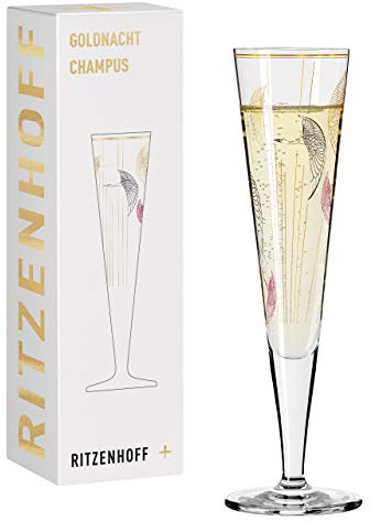 RITZENHOFF 1071018 Champagnerglas 200 ml - Serie Goldnacht Nr. 18 - Edles Designerstück mit Echt-Gold - Made in Germany
