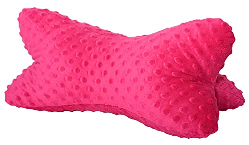 Dr. Berger Leseknochen Nackenrolle Lesekissen 40x18 cm Minky Design - 380g Baumwolle extra flauschig – ergonomisches Nackenkissen zum Entspannen für bequemes Lesen, TV, Reisen, pink