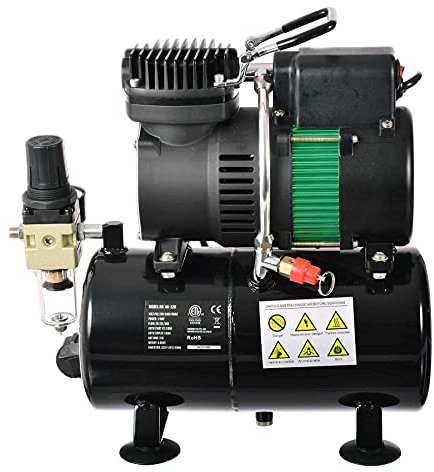 Mini Airbrush Kompressor mit 2 Lüfter Filterregler mit 3l Behälter ölfrei