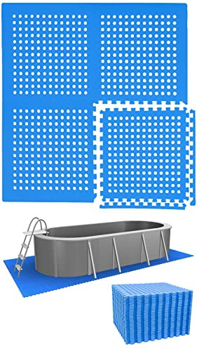 EYEPOWER Poolunterlage 40er Set 62x62cm - 13,9m² Eva Matten als Poolmatte - 1cm extra Dicke Unterlage und Bodenschutz für Pool Planschbecken Whirlpool - Outdoor Matten für Rasen Terrasse Fliesen