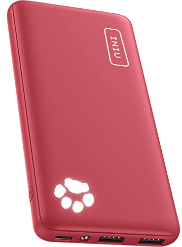 INIU Power Bank, 10000mAh Powerbank Klein Aber Stark Slim, USB C Input & Output, Handyakkus Triple 3A with Flashlight, Kompatibel mit iPhone 16 15 14 13 12 X Pro Max Samsung S22 S21 Huawei Xiaomi
