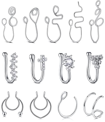 JFORYOU Fake Nasenringe Afrikanische Nose Cuff Fake Magnetische Septum Piercing Gefälschter Nasenring Multi Style Kein Piercing für Frauen und Männer Teenager Mädchen