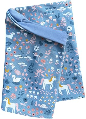 Wollhuhn Öko Jungen/Mädchen Leichter Lockerer Schlupfschal/Halstuch/Loop Baumwolle Zwei Lagen Jersey Übergangszeiten/Sommer 32132220 (Pony/Pferde Jeansblau)