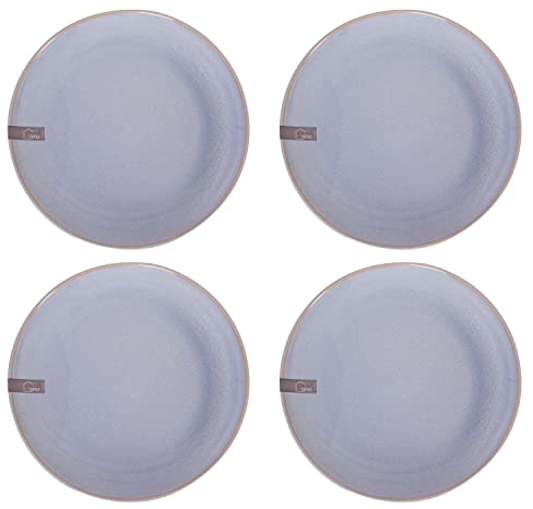 YöL Set of 4 Dinner Plates Reactive Glaze Stoneware Blue Green Grey Dinnerware Home Kitchen Boho Food