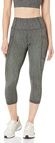 Amazon Essentials Damen Active Sculpt Workout Athleisure Capri-Leggings mit hohem Bund und Taschen (erhältlich in Übergrößen ), Mehrfarbig Punkte, L