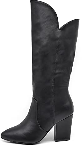 IF Fashion Scarpe Stivali Stivaletti Al Polpaccio Camperos Con Tacco A punta da Donna 401-1 nero N.38