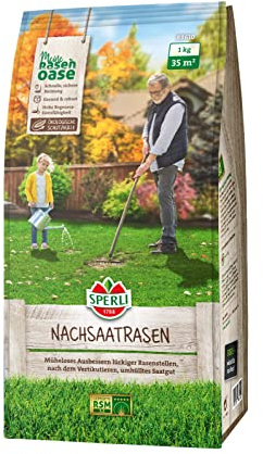 Sperli 88610, SPERLI's Nachsaatrasen RSM 3.2 (umhüllt), Inhalt: 1 kg für 35 m², müheloses Ausbessern lückiger Rasenstellen, umhülltes Saatgut, schnelle & sichere Keimung, Hohe Regenerationsfähigkeit