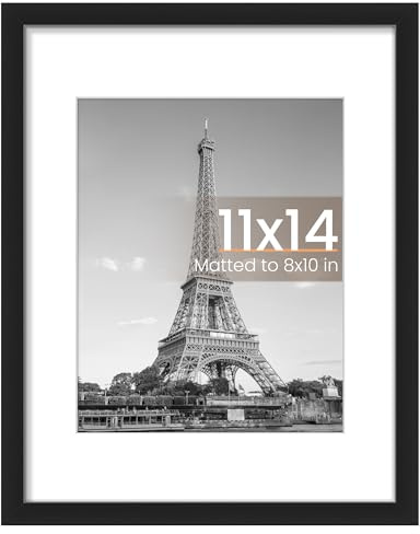 upsimples 11x14 Picture Frame, Display Pictures 8x10 with Mat or 11x14 Without Mat, Wall Hanging Photo Frame, Black, 1 Pack