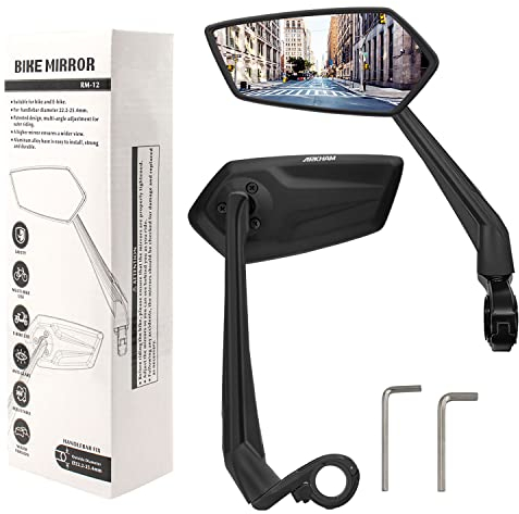 Arkham Fahrradspiegel 2 Stück, HD Extra Große Spiegelfläche Schlagfestes Echtglas, Rückspiegel Fahrrad spiegel für E-Bike Lenker 21-25.4mm, Fahrradrückspiegel Links und Rechts