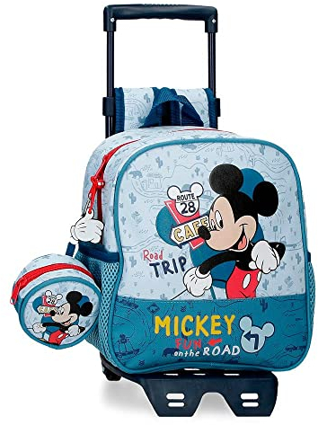 Disney Mickey Road Trip Small Backpack with trolley Blue 23x25x10 cm Polyester 5,75L