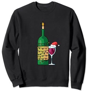 Wine bottle for Christmas Wine Glasses fairy lights Xmas Sweatshirt