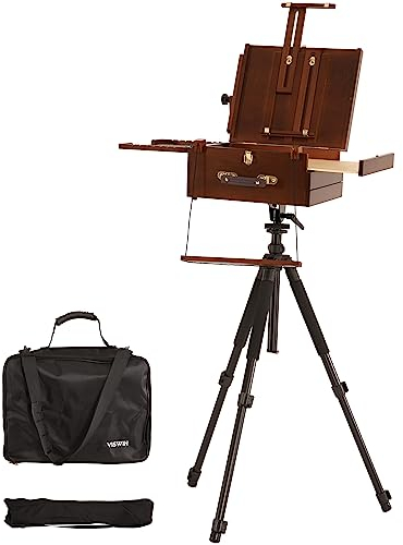 VISWIN Portable Plein Air Easel, Pochade Box with Aluminum Tripod & 2 Nylon Carry Bags, French Tabletop & Floor Easel Stand for Painting, Displaying Outdoor, Travel Easel for Artist, Adult, Beginner