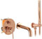 Rea Lungo Rose Gold Einbau-Badewannenarmatur + Box-Badewannenmischer mit Messing-Handbrause für warmes und kaltes Badezimmer, verstellbar (Roségold)