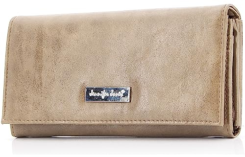 ekavale Damen Portemonnaie mit vielen Kartenfächer, Geldbörse aus Kunstleder, Geldbeutel für Frauen (Beige)