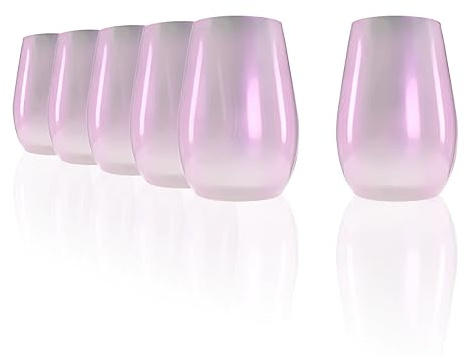 Stölzle Lausitz Mirror Longdrinkgläser Iodin-Weiß 465 ml, 6er-Set | Iodin-weiße Longdrinkbecher in verspiegelter Optik für Wasser, Saft und Cocktails, stoßfest & spülmaschinengeeignet