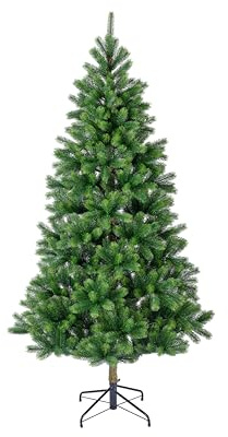 Künstlicher Weihnachtsbaum KENNMORE FIR 240 cm – Real Needle Tanne naturgetreu & dicht – Kunsttanne mit stabilem Metallfuß, klappbar, pflegeleicht, wiederverwendbar – Indoor & Outdoor geeignet