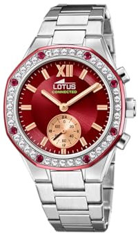 LOTUS Montre Intelligente Femme Hybride Connected Acier Inoxydable 316L - Verre minéral - Étanche 5 ATM - Contrôle Musique, podomètre, Notifications et rejet d’appels 18924/3