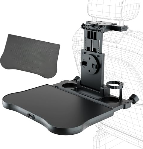 Car Seat Tray Foldable Back Seat Food Table for Kids, Rear Passenger Seat | Car Desk for Laptop with Cup Holder Phone Holder Non-Slip Mat, Working on the Road, Car Food Tray for Eating, Working, Travel